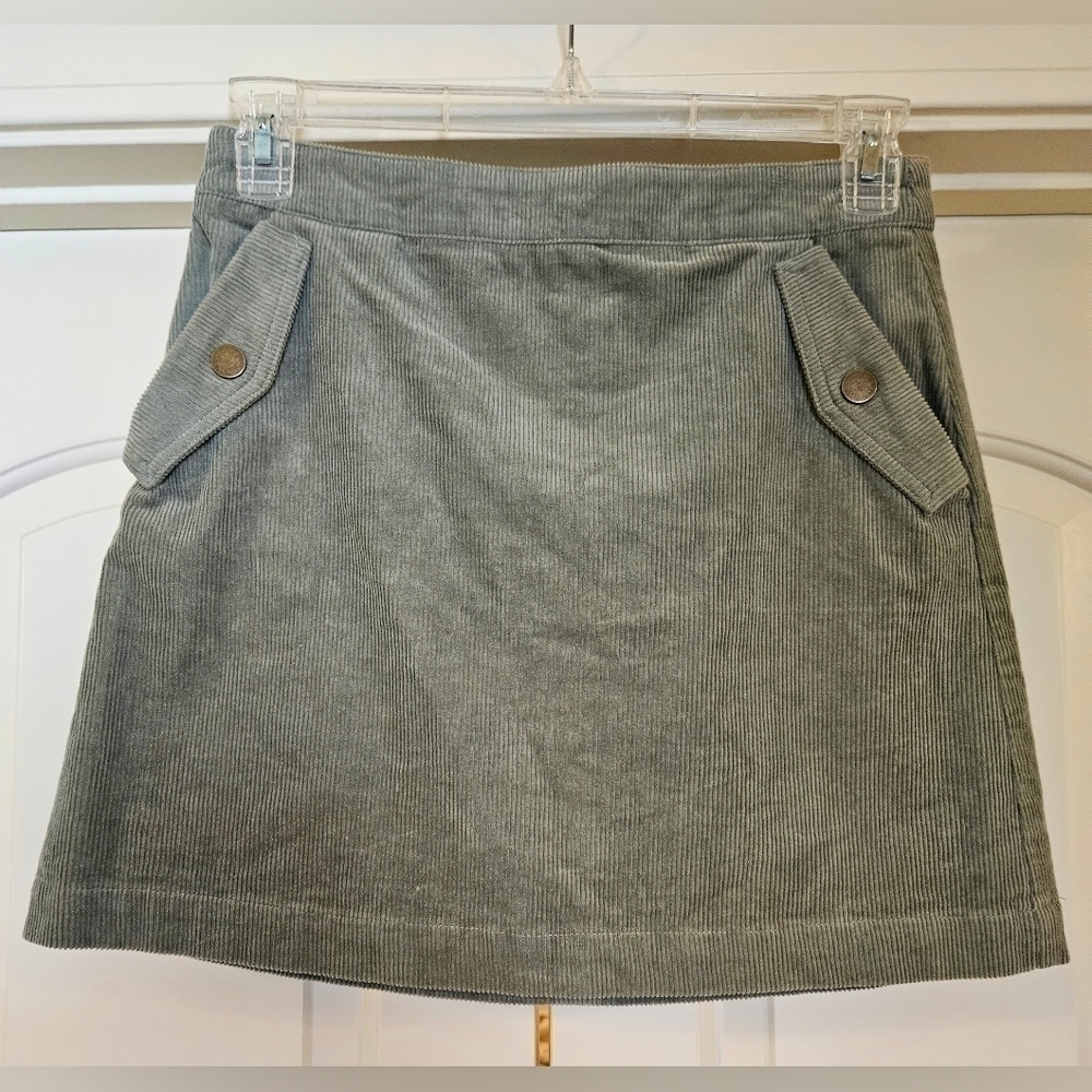 Copper Key Corduroy Mini Skirt Fall Sage Green